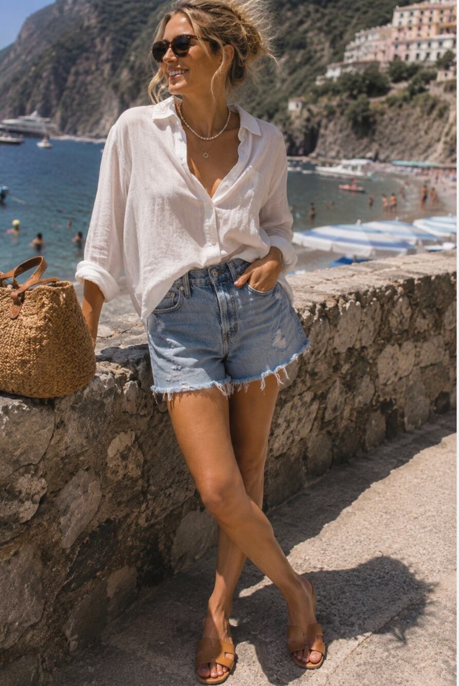 Madewell Relaxed Denim The Perfect Denim Shorts 26 Medium Wash Casual Coastal